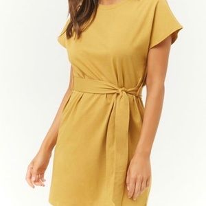 F21 Mustard Belt T-Shirt Dress
